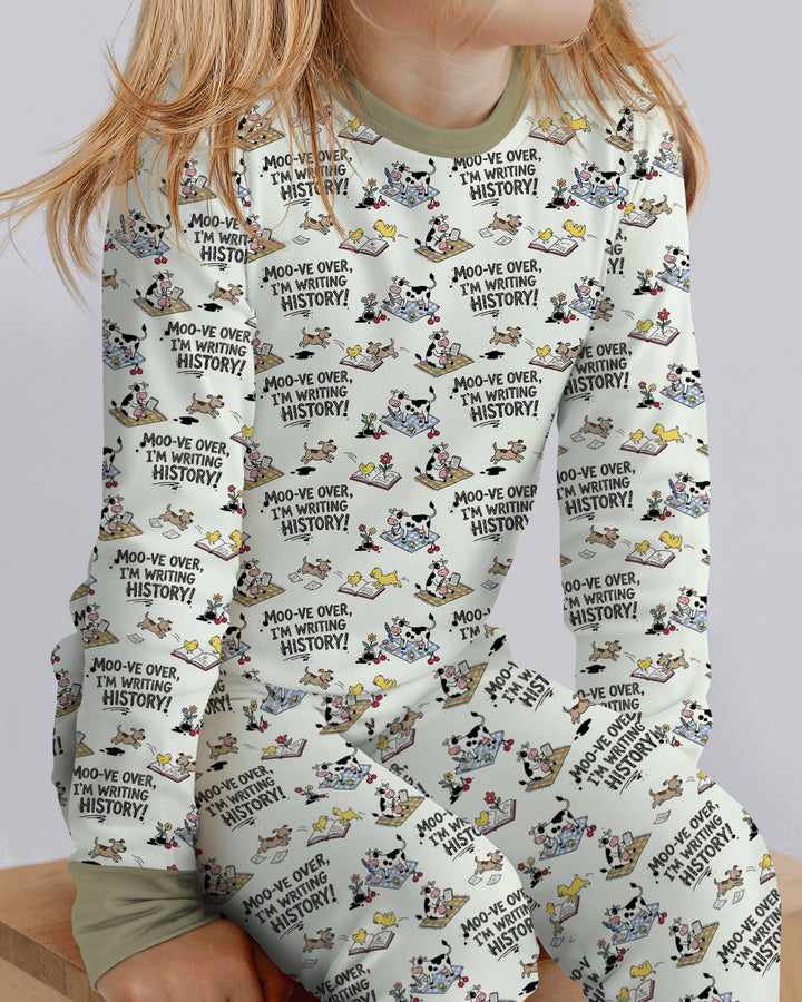 Writing Moo History Bamboo Two Piece Long Sleeve Pajama Set