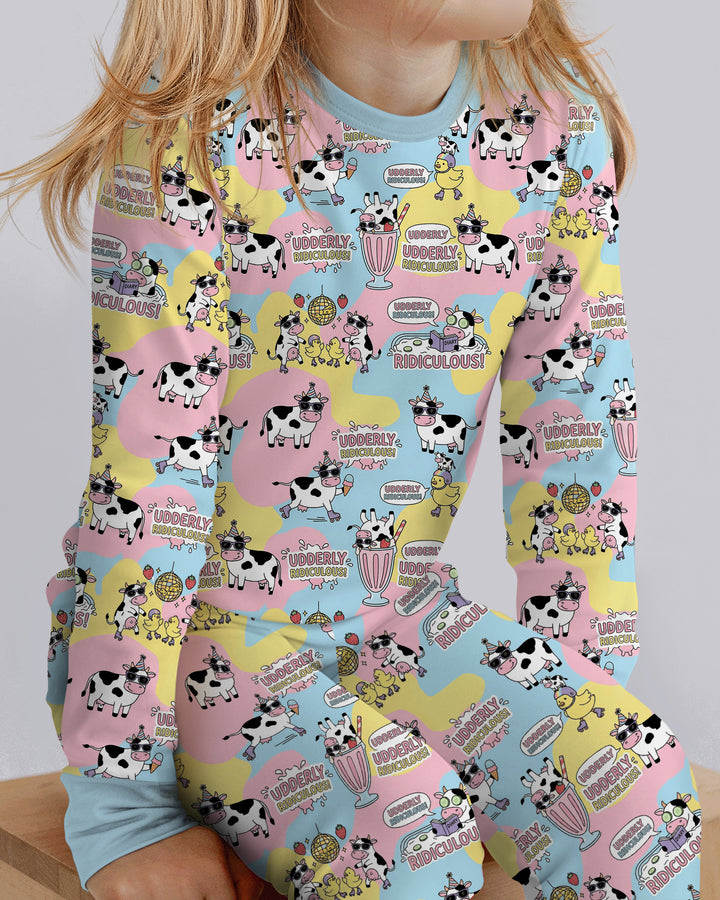 Too Ridiculous To Moo Bamboo Two Piece Long Sleeve Pajama Set