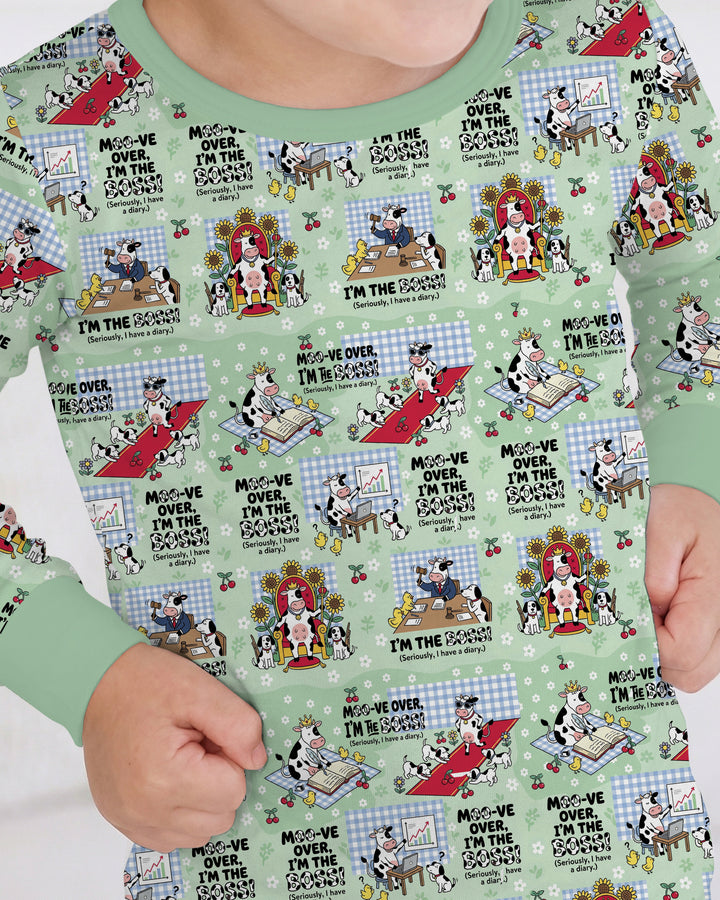 Moove Over Im The Boss Bamboo Two Piece Long Sleeve Pajama Set