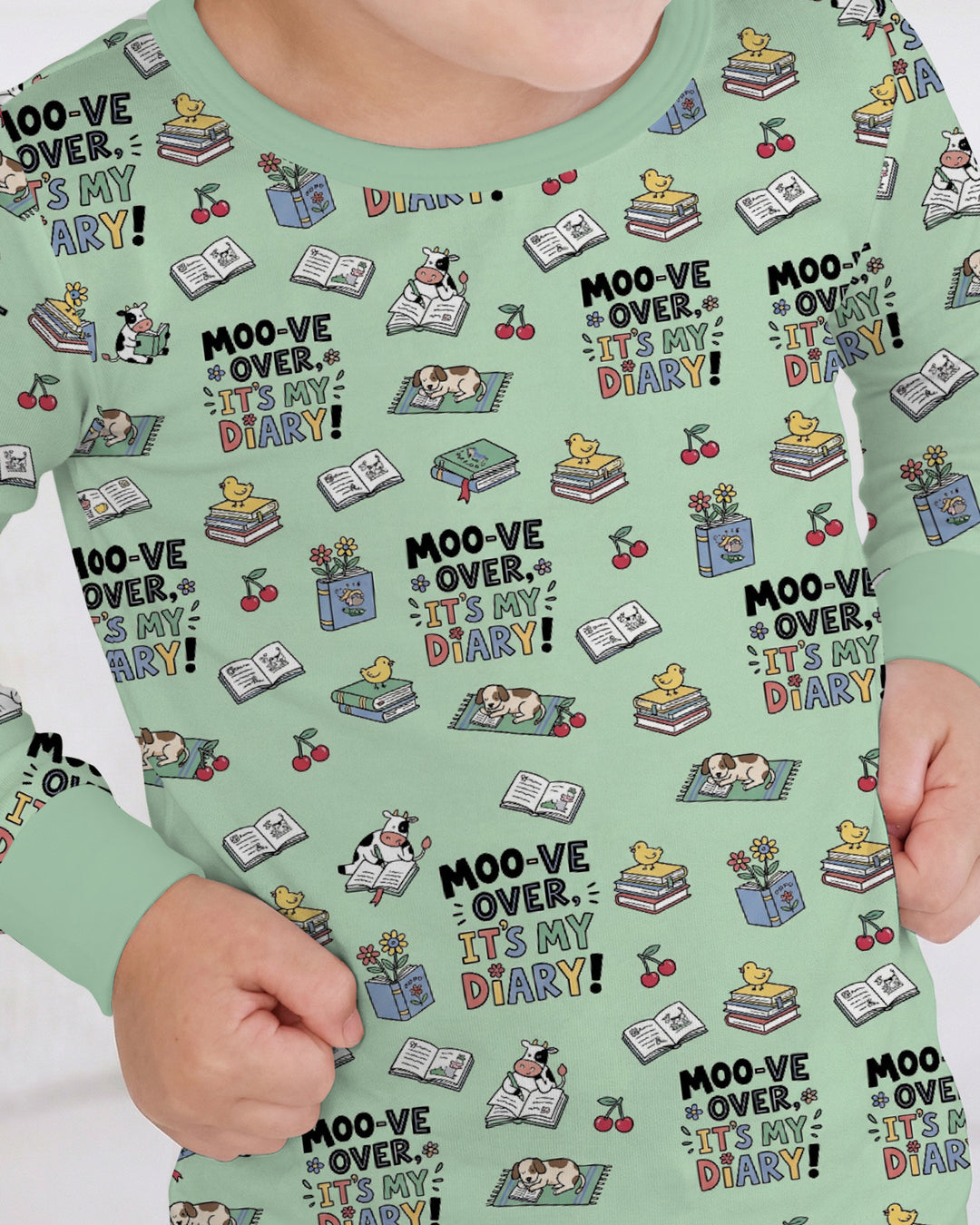 Moove Over Its My Diary Bamboo Two Piece Long Sleeve Pajama Set