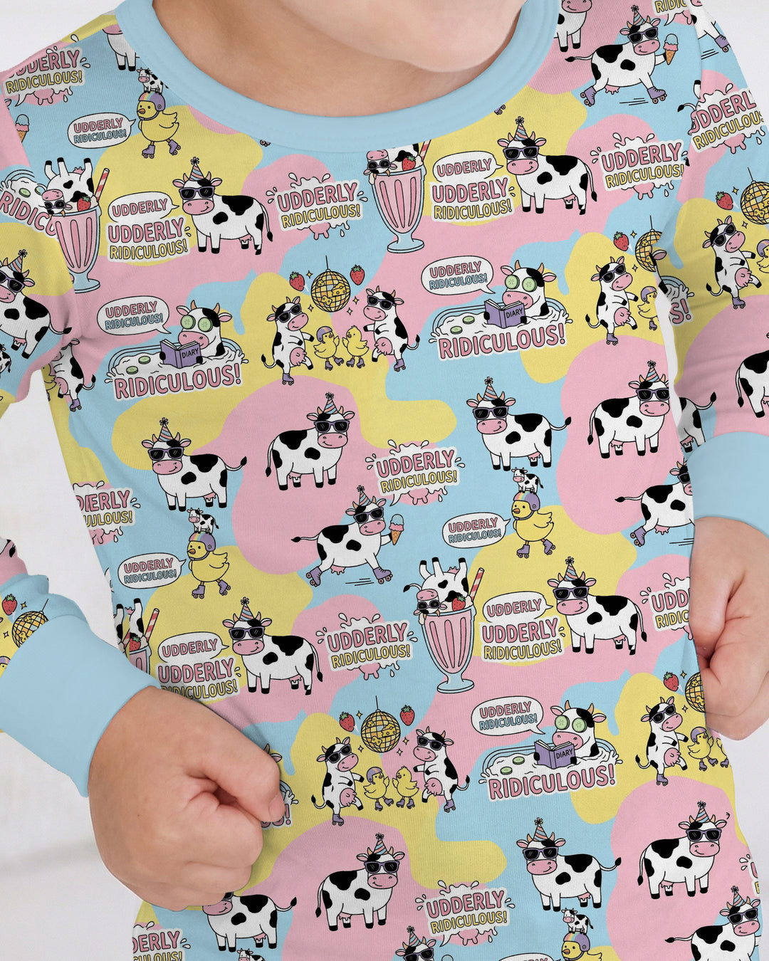 Too Ridiculous To Moo Bamboo Two Piece Long Sleeve Pajama Set