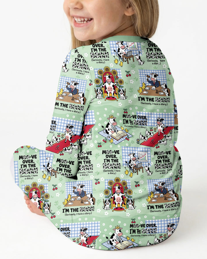 Moove Over Im The Boss Bamboo Two Piece Long Sleeve Pajama Set