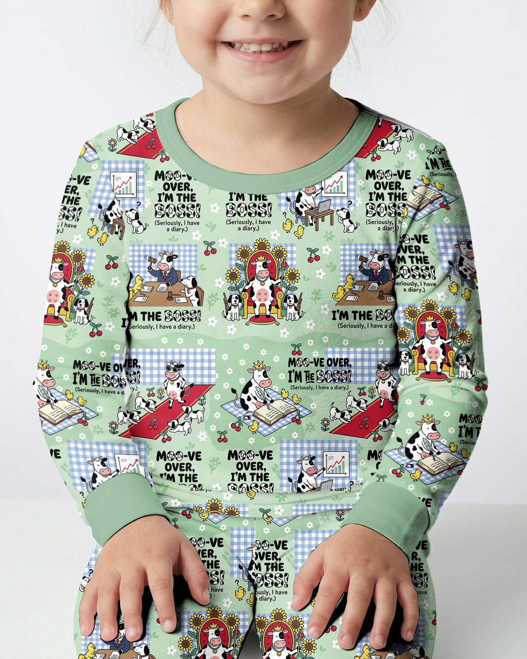 Moove Over Im The Boss Bamboo Two Piece Long Sleeve Pajama Set