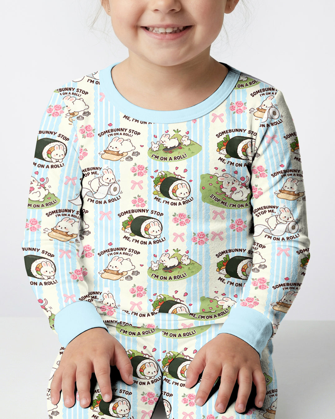 Bunny On A Roll Bamboo Two Piece Long Sleeve Pajama Set
