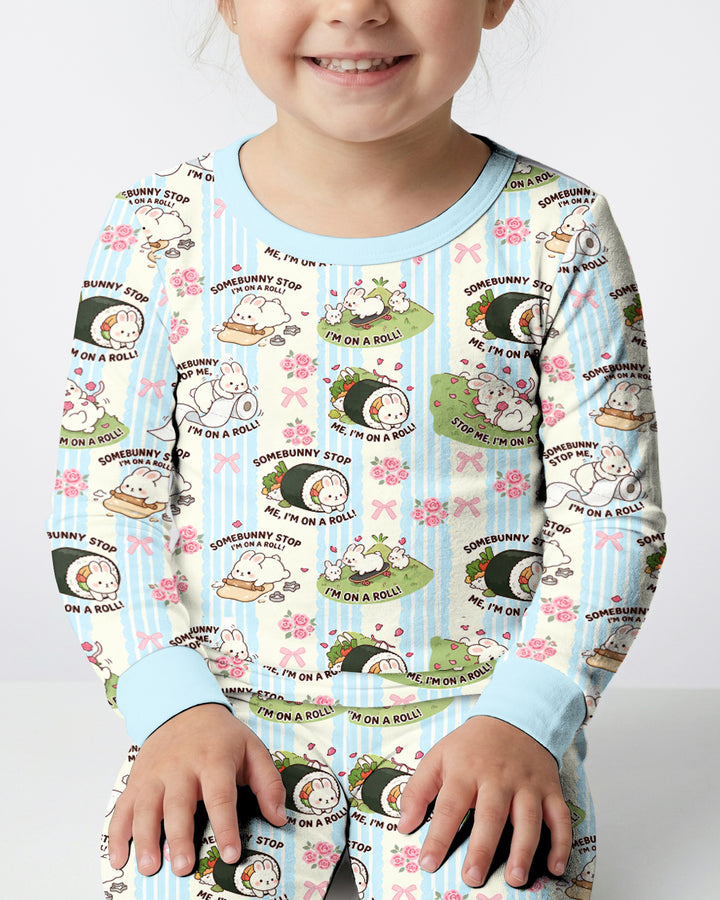 Bunny On A Roll Bamboo Two Piece Long Sleeve Pajama Set