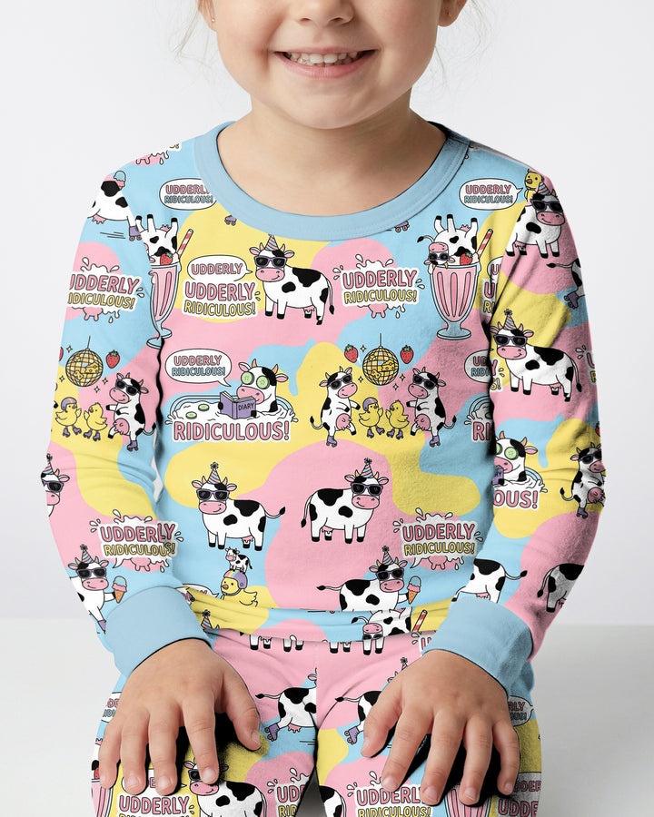 Too Ridiculous To Moo Bamboo Two Piece Long Sleeve Pajama Set