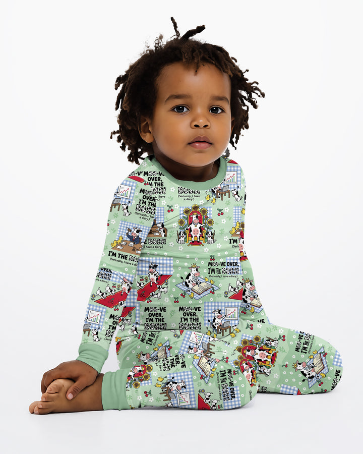 Moove Over Im The Boss Bamboo Two Piece Long Sleeve Pajama Set