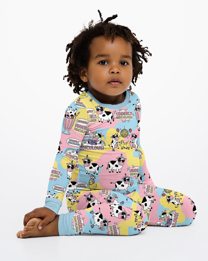 Too Ridiculous To Moo Bamboo Two Piece Long Sleeve Pajama Set