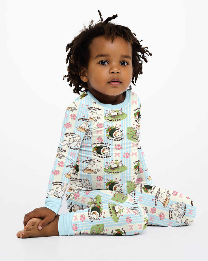 Bunny On A Roll Bamboo Two Piece Long Sleeve Pajama Set