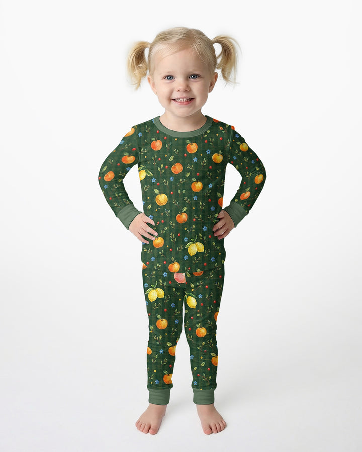 Forest Orange Bamboo Two Piece Long Sleeve Pajama Set