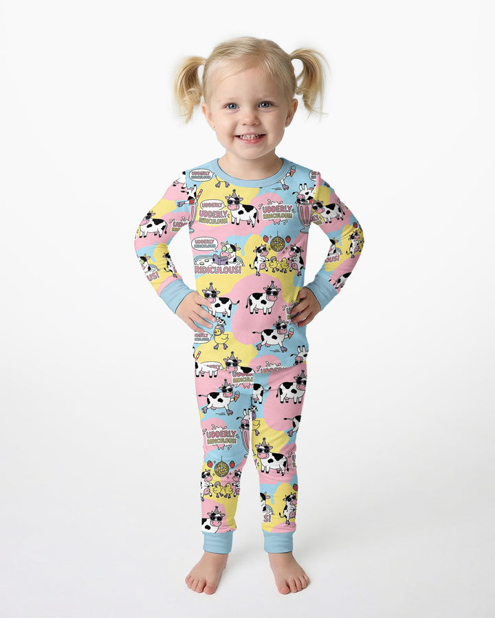 Too Ridiculous To Moo Bamboo Two Piece Long Sleeve Pajama Set