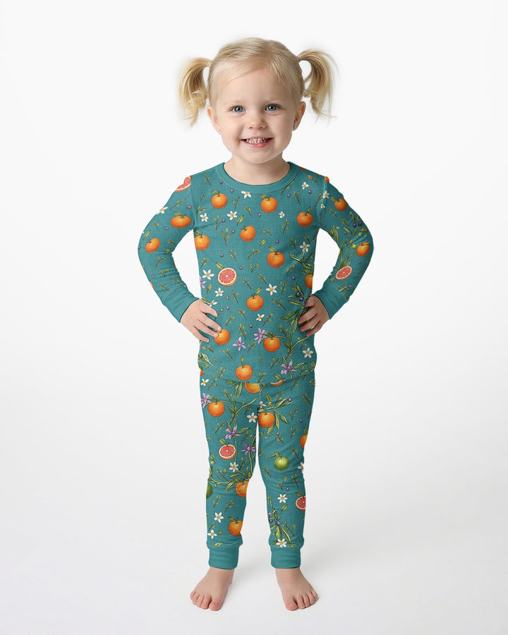 Fresh Citrus Breeze Bamboo Two Piece Long Sleeve Pajama Set
