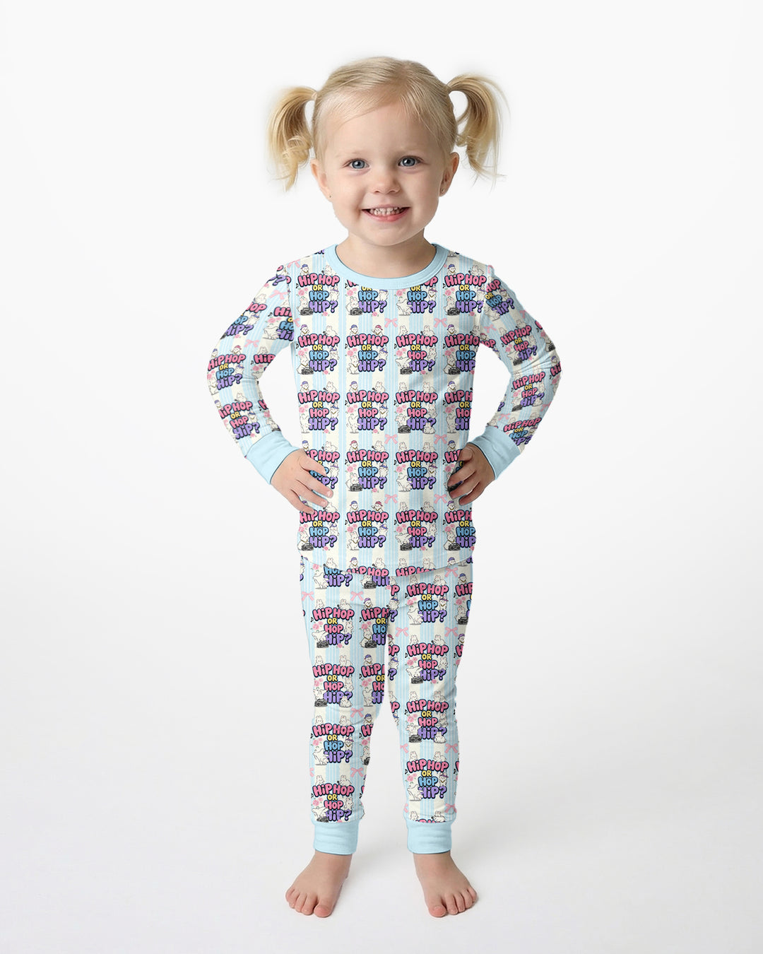 Boombox Bunny Bamboo Two Piece Long Sleeve Pajama Set