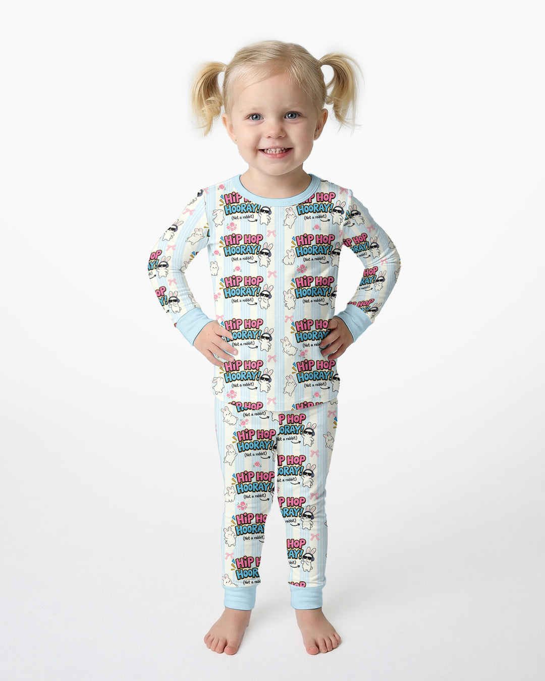 Hip Hop Bunny Bamboo Two Piece Long Sleeve Pajama Set
