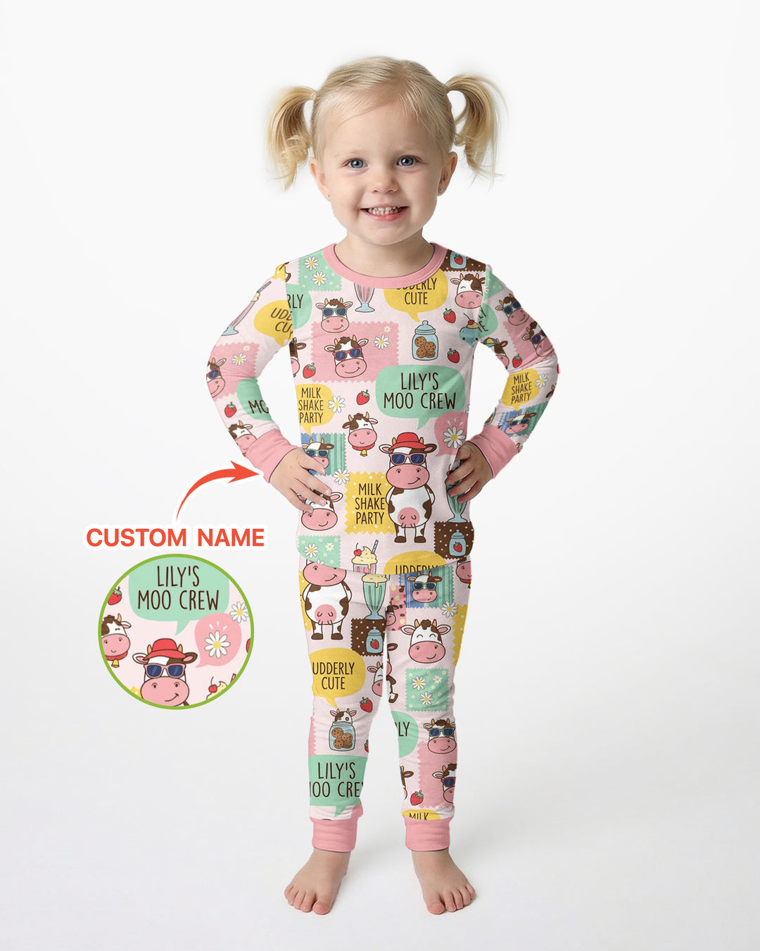 Custom Name The Milkshake Secret Society Bamboo Two Piece Long Sleeve Pajama Set