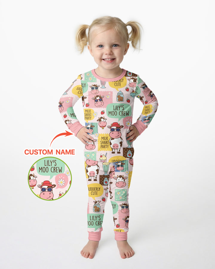 Custom Name The Milkshake Secret Society Bamboo Two Piece Long Sleeve Pajama Set