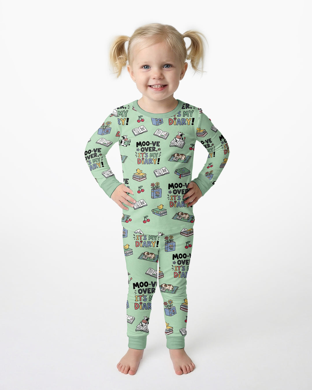 Moove Over Its My Diary Bamboo Two Piece Long Sleeve Pajama Set