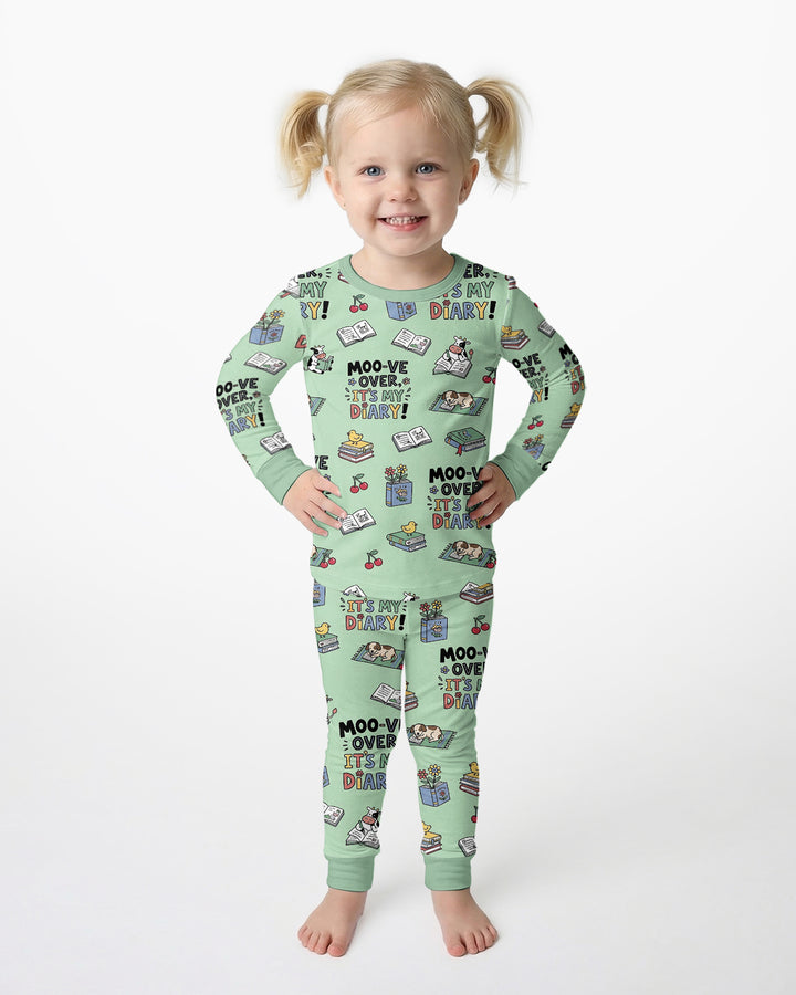 Moove Over Its My Diary Bamboo Two Piece Long Sleeve Pajama Set