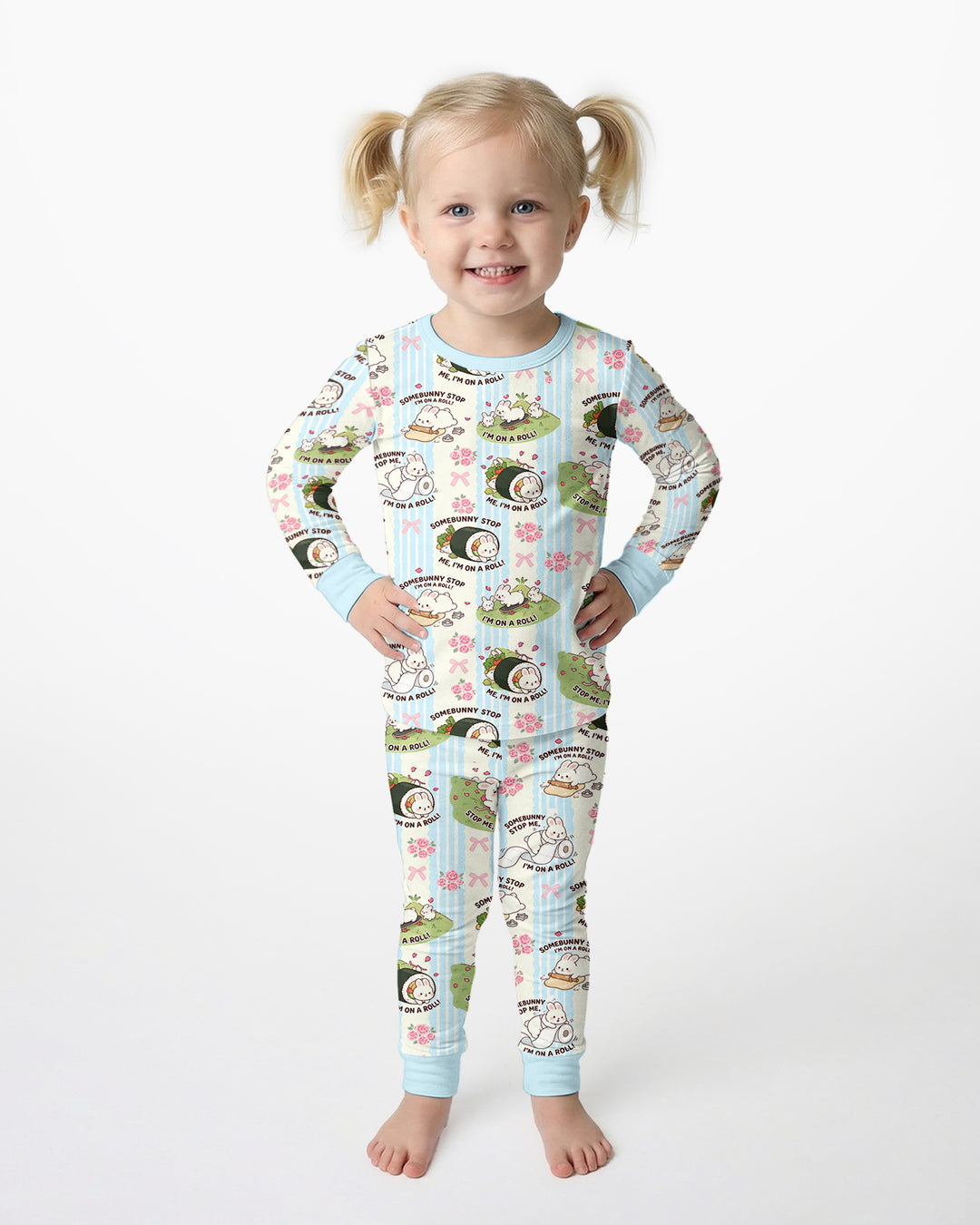 Bunny On A Roll Bamboo Two Piece Long Sleeve Pajama Set