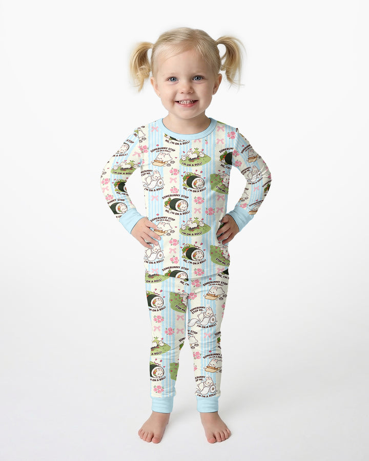 Bunny On A Roll Bamboo Two Piece Long Sleeve Pajama Set