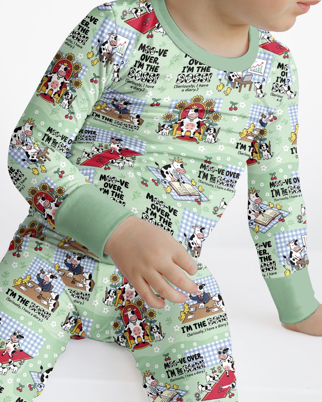 Moove Over Im The Boss Bamboo Two Piece Long Sleeve Pajama Set