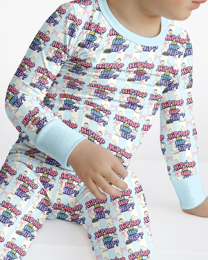 Boombox Bunny Bamboo Two Piece Long Sleeve Pajama Set