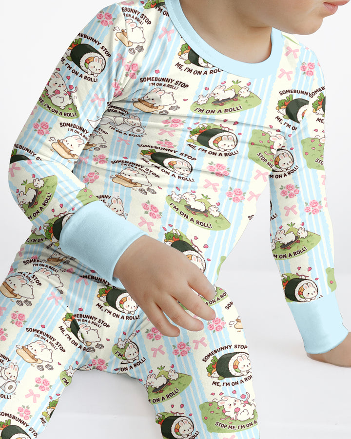 Bunny On A Roll Bamboo Two Piece Long Sleeve Pajama Set