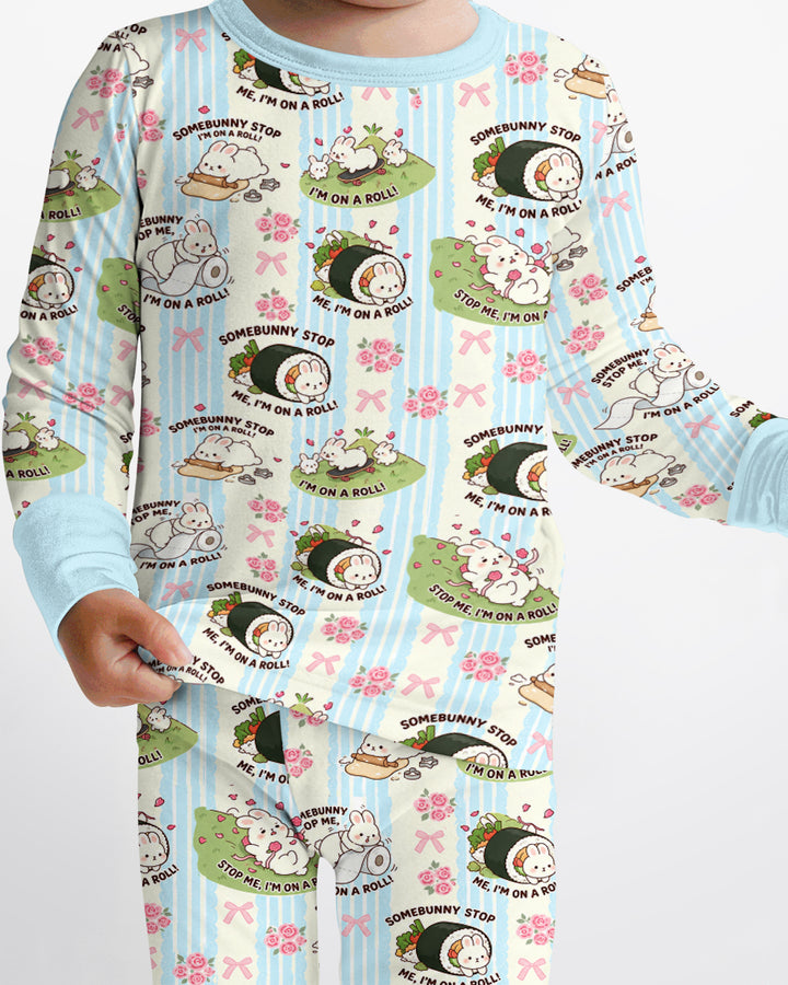 Bunny On A Roll Bamboo Two Piece Long Sleeve Pajama Set