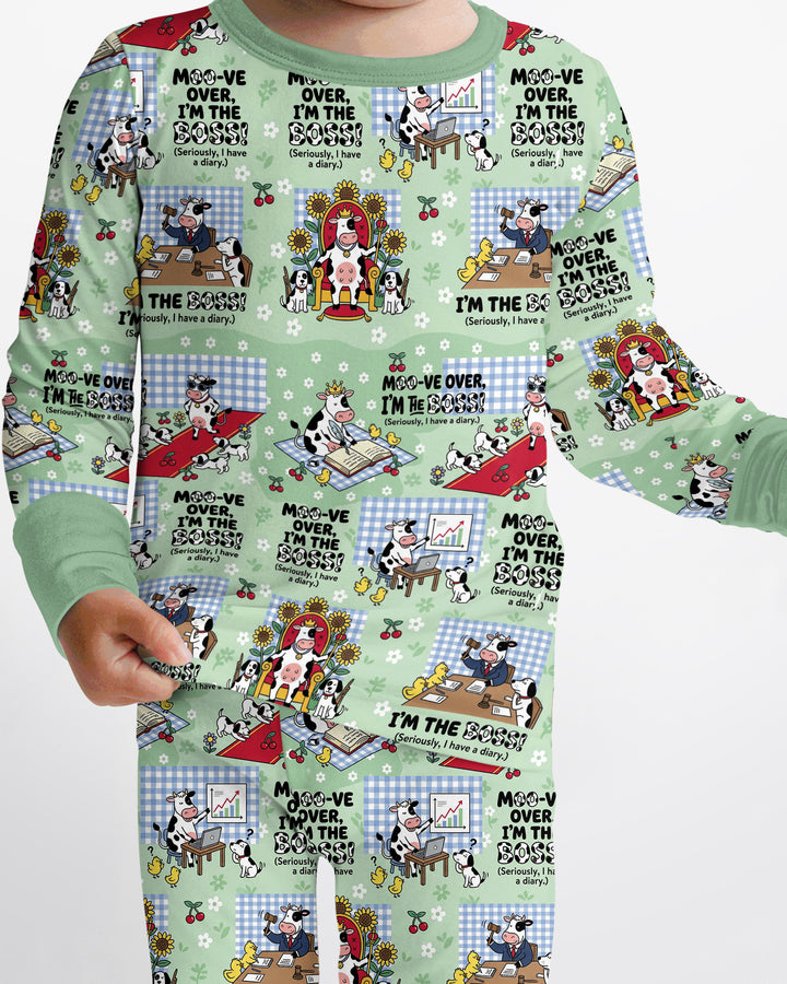 Moove Over Im The Boss Bamboo Two Piece Long Sleeve Pajama Set