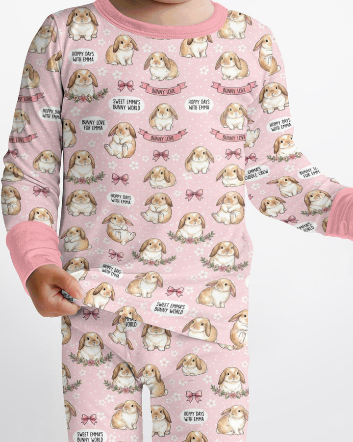 Sweet Bunny Worlds Bamboo Two Piece Long Sleeve Pajama Set
