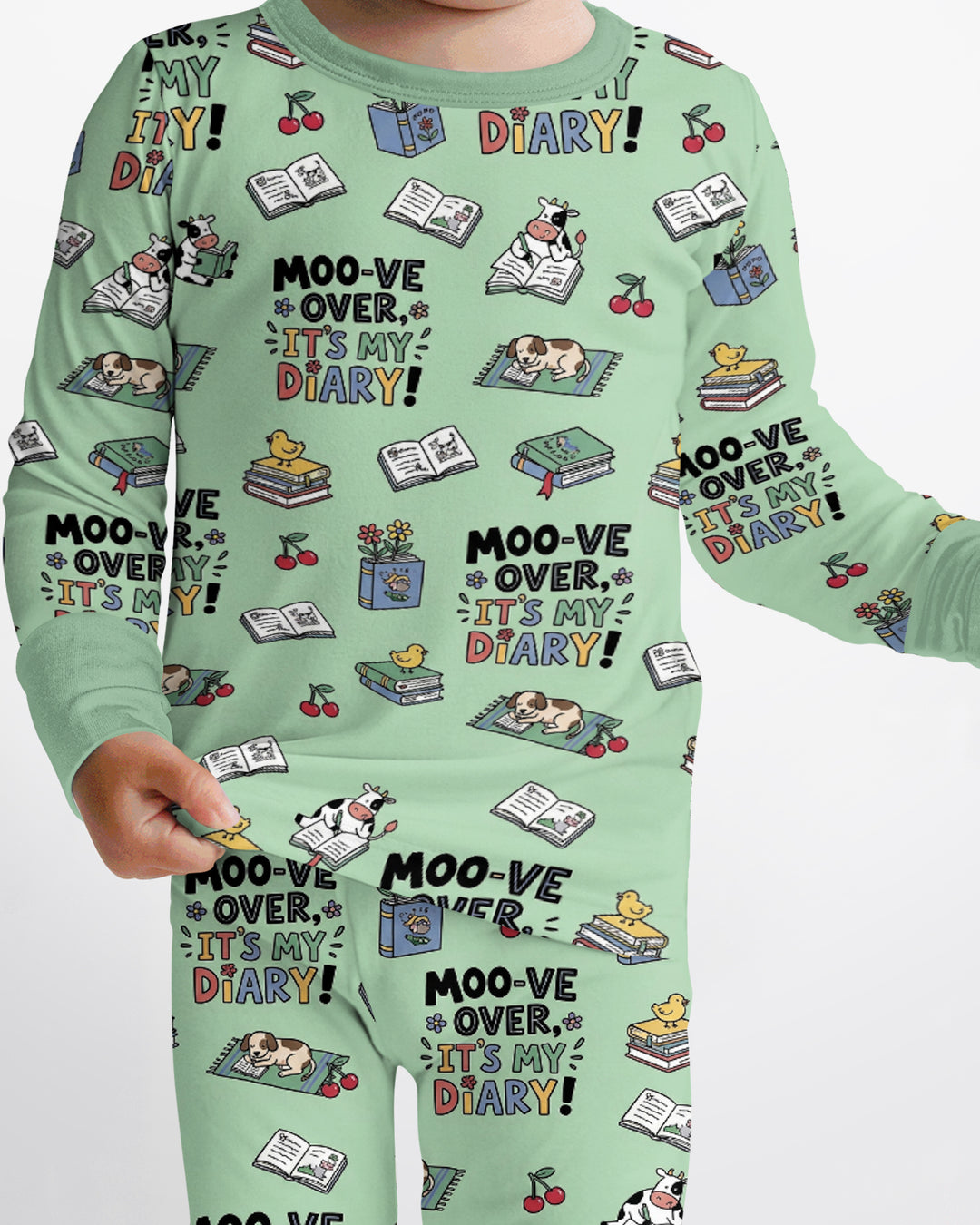 Moove Over Its My Diary Bamboo Two Piece Long Sleeve Pajama Set
