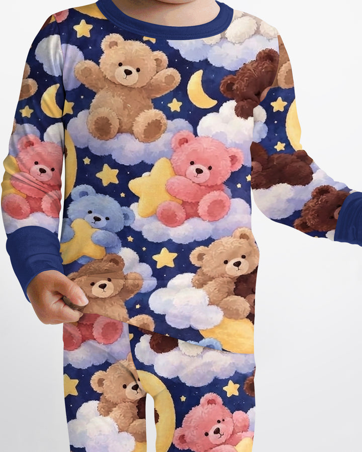 No Gravity Teddy Snooze Bamboo Two Piece Long Sleeve Pajama Set