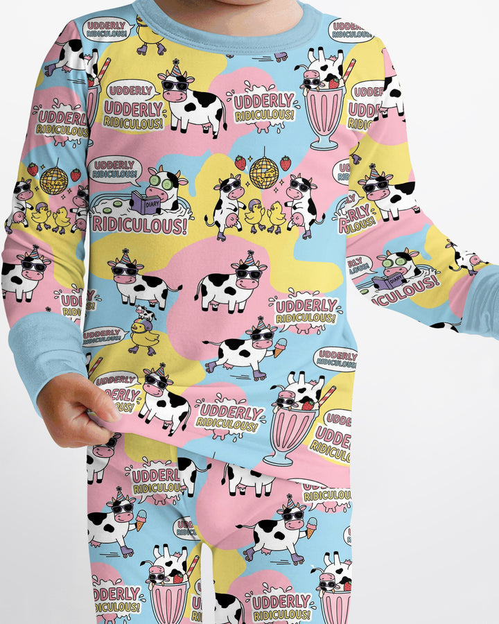 Too Ridiculous To Moo Bamboo Two Piece Long Sleeve Pajama Set