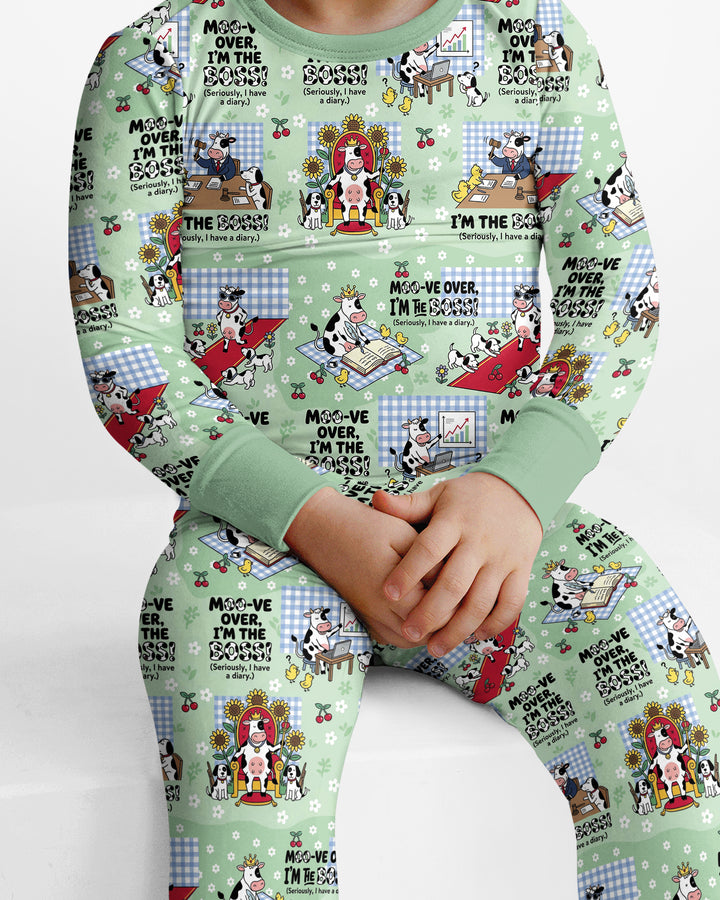 Moove Over Im The Boss Bamboo Two Piece Long Sleeve Pajama Set