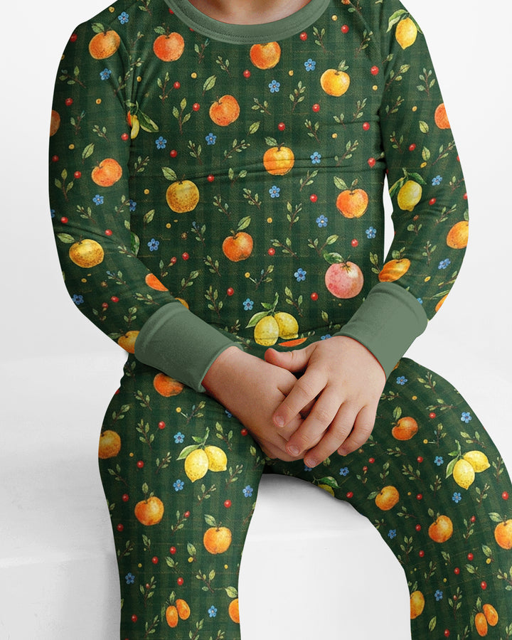 Forest Orange Bamboo Two Piece Long Sleeve Pajama Set