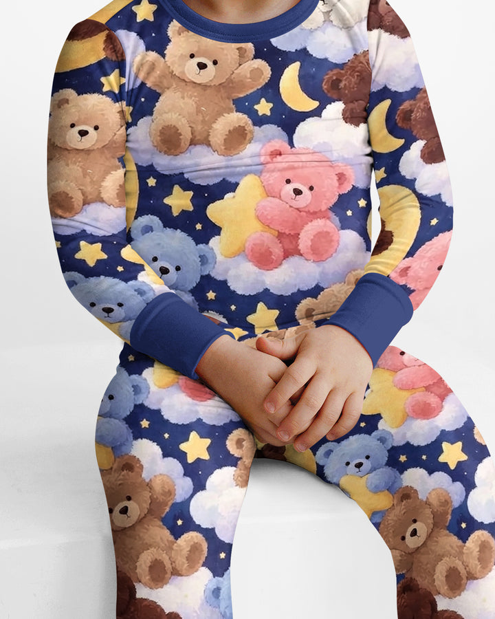 No Gravity Teddy Snooze Bamboo Two Piece Long Sleeve Pajama Set