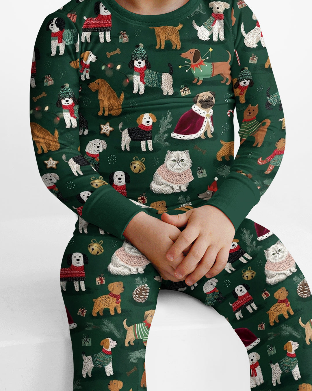 Winter Wonderland Bow Wow Bamboo Two Piece Long Sleeve Pajama Set