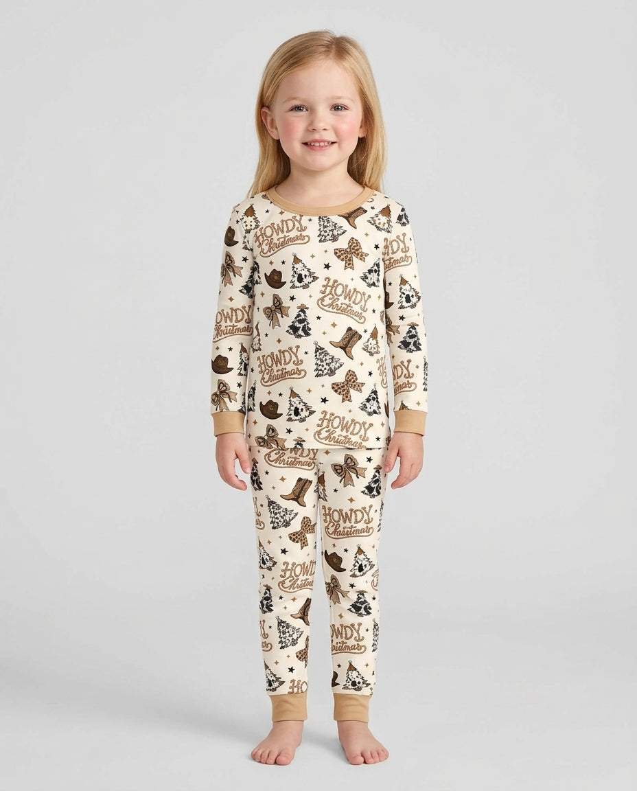 Coquette Western Howdy Christmas Bamboo Two Piece Long Sleeve Pajama Set