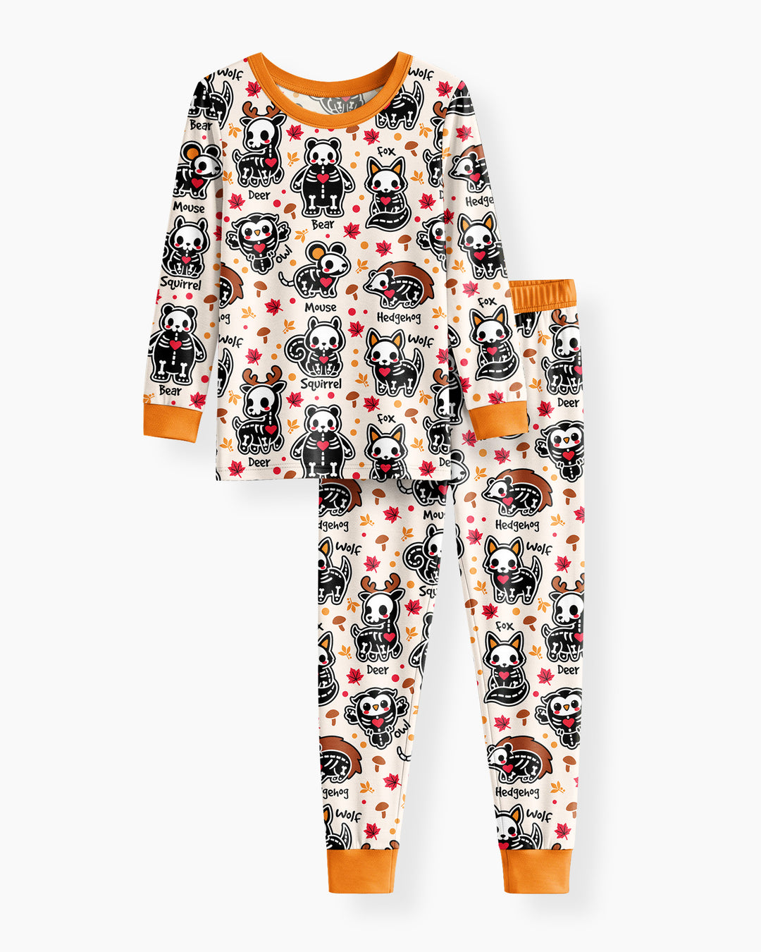 Autumn Charm Skeleton Cute Pet Bamboo Two Piece Long Sleeve Pajama Set