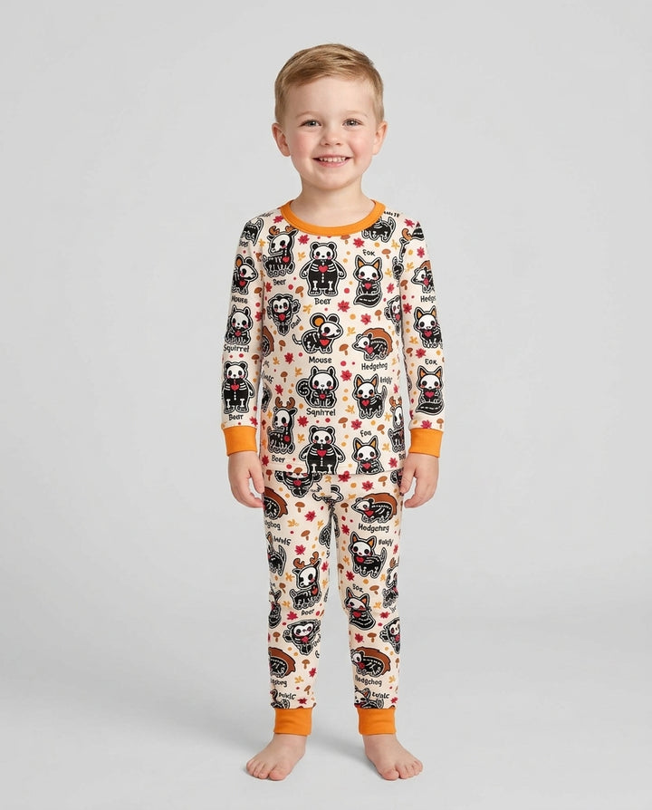 Autumn Charm Skeleton Cute Pet Bamboo Two Piece Long Sleeve Pajama Set