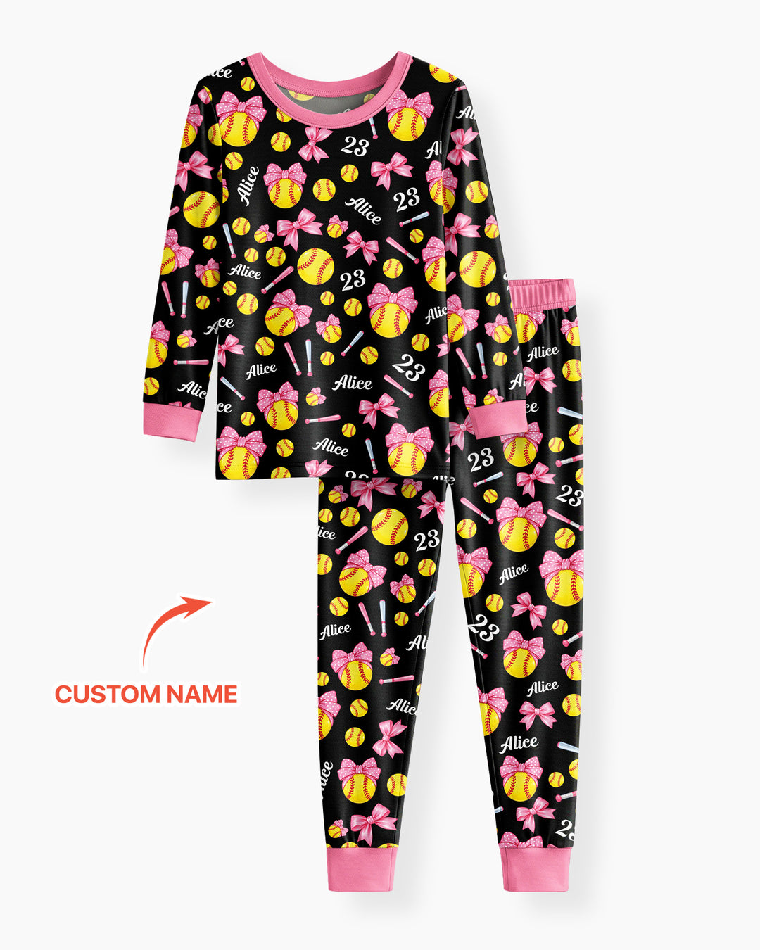Little Softball Star Bamboo Two Piece Long Sleeve Pajama Set