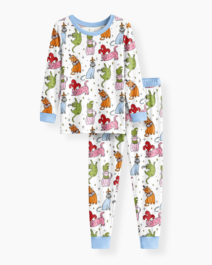 Whimsical Cats Bamboo Two Piece Long Sleeve Pajama Set