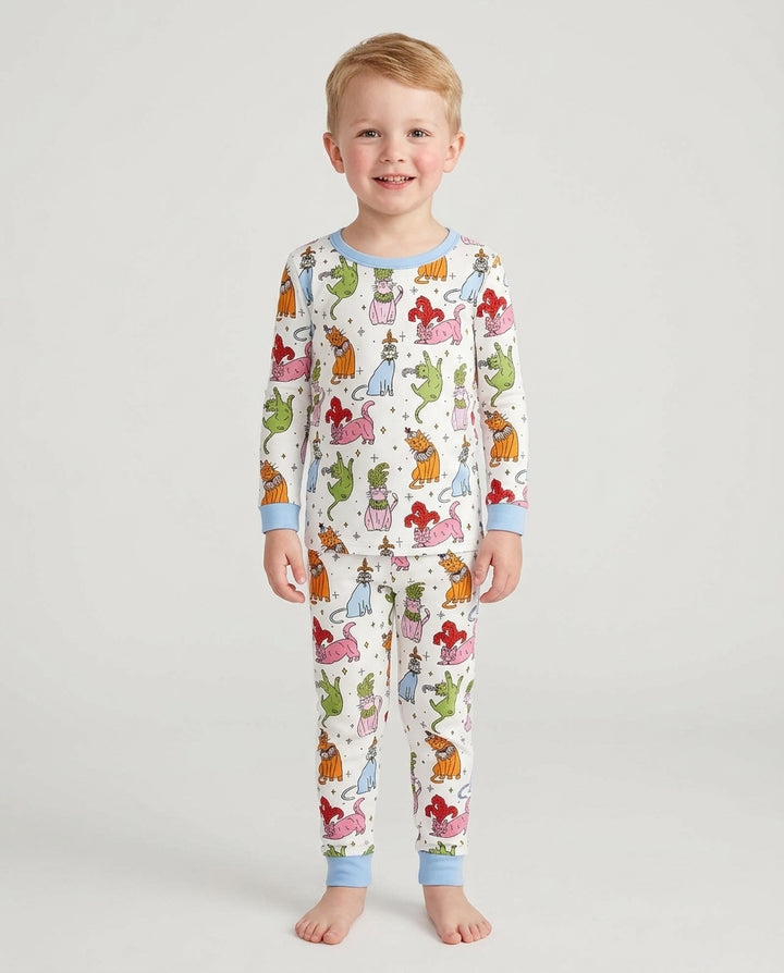 Whimsical Cats Bamboo Two Piece Long Sleeve Pajama Set