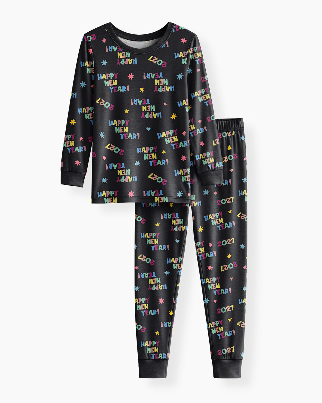 Retro Happy New Year 2027 Bamboo Two Piece Long Sleeve Pajama Set