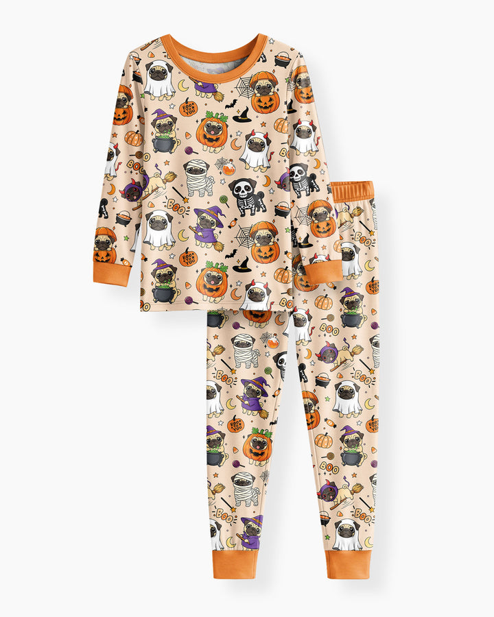 Spooky Pug Bamboo Two Piece Long Sleeve Pajama Set