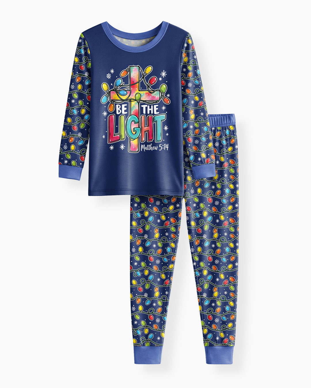 Christian Cross Be The Light Bamboo Two Piece Long Sleeve Pajama Set