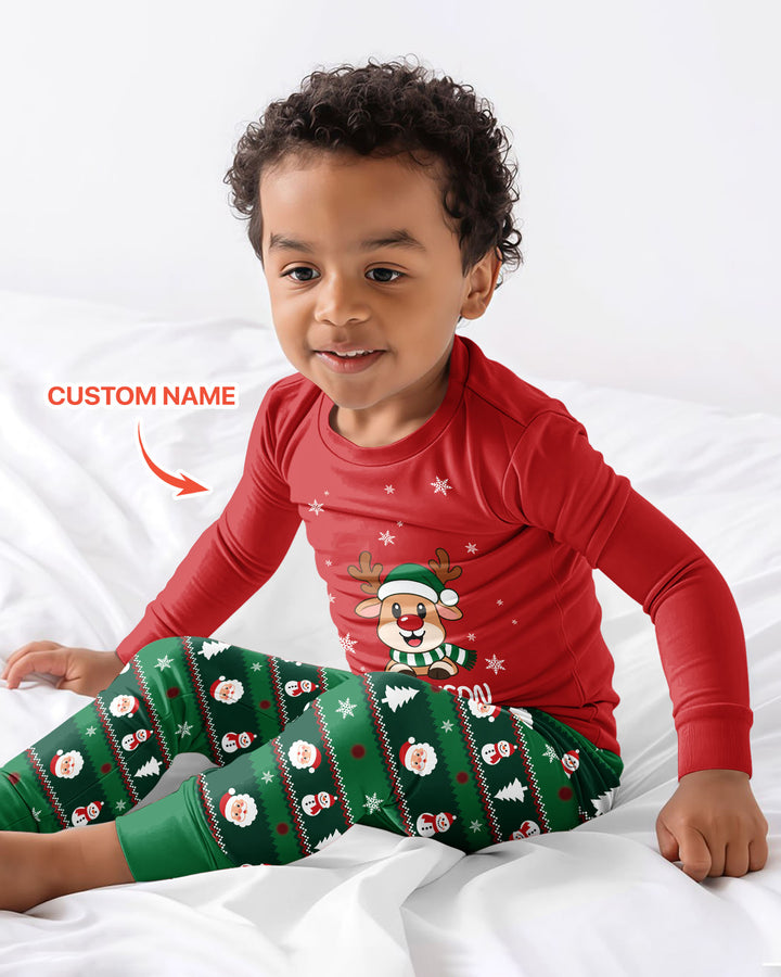 Merry Reindeer Bamboo Two Piece Long Sleeve Pajama Set