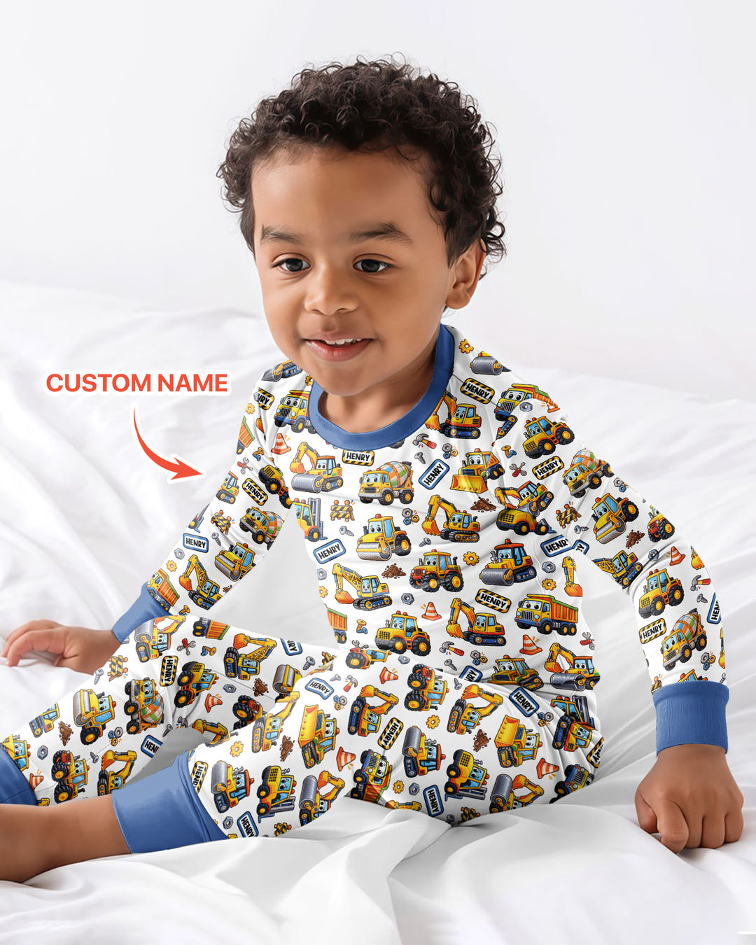 Construction Machines Bamboo Two Piece Long Sleeve Pajama Set