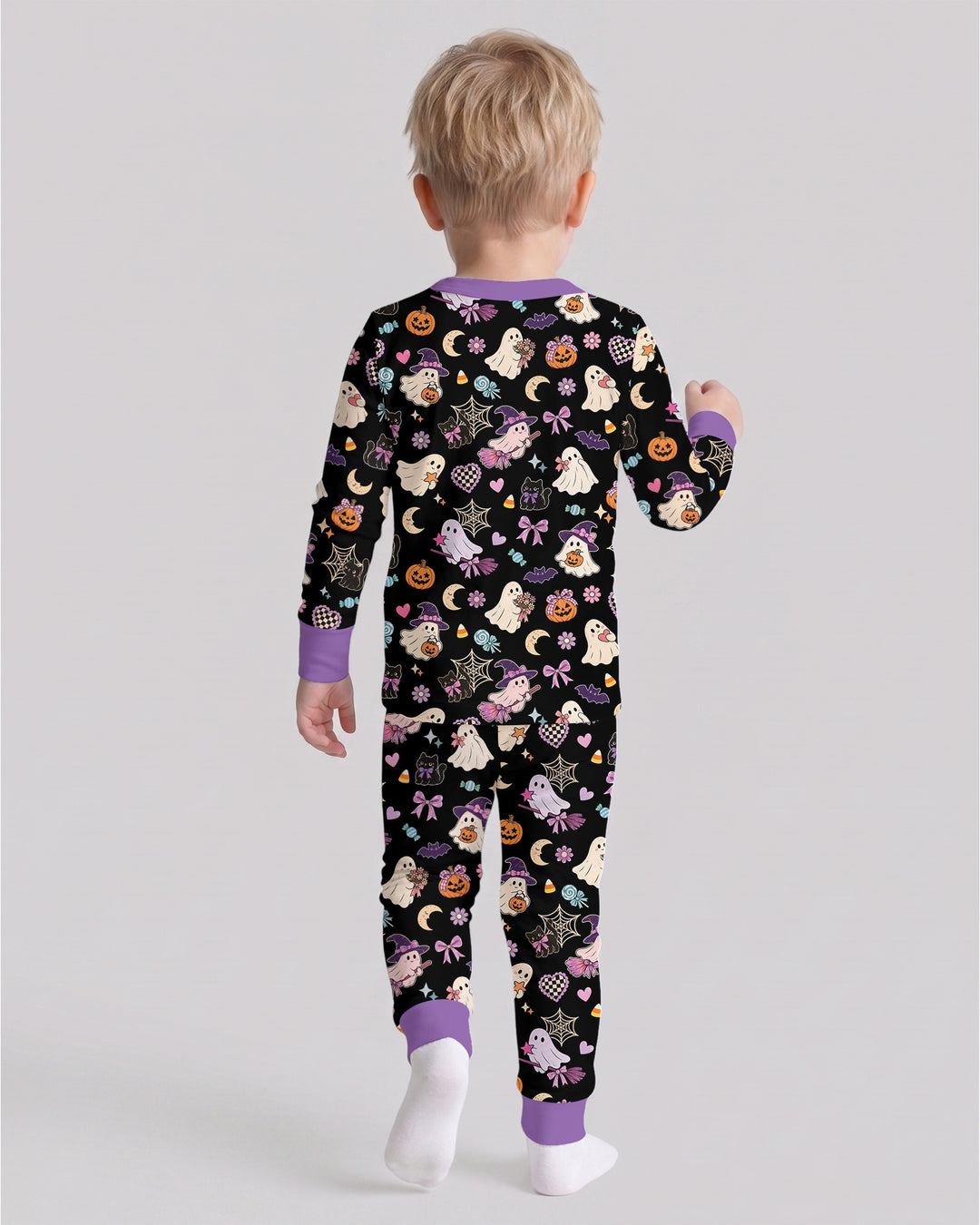 Retro Groovy Coquette Halloween Bamboo Two Piece Long Sleeve Pajama Set