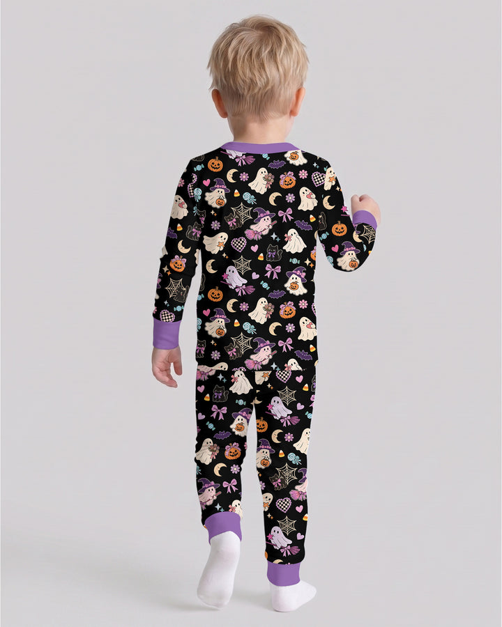 Retro Groovy Coquette Halloween Bamboo Two Piece Long Sleeve Pajama Set